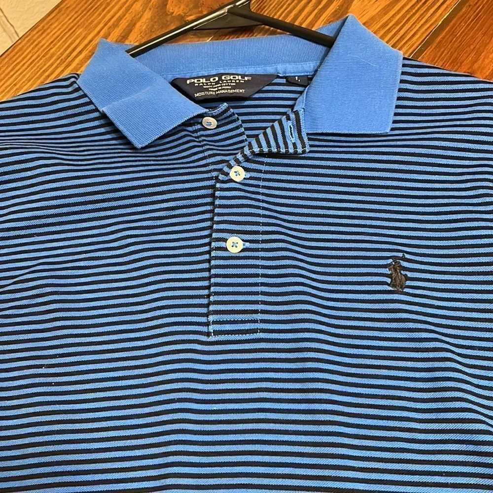 Polo Ralph Lauren POLO ⛳️ GOLF Polo, Blue with Navy Blue Stripes Size L